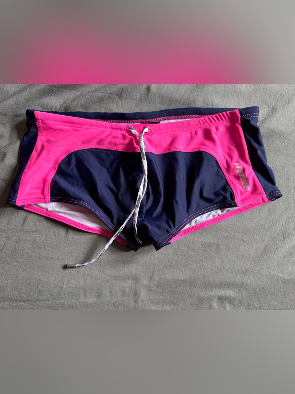 Aussiebum Navy and Hot Pink Square-cut Swim Shorts